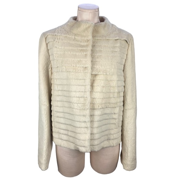 Vintage Rabbit Fur Mock Neck Textured Jacket Medium - Picture 1 of 13
